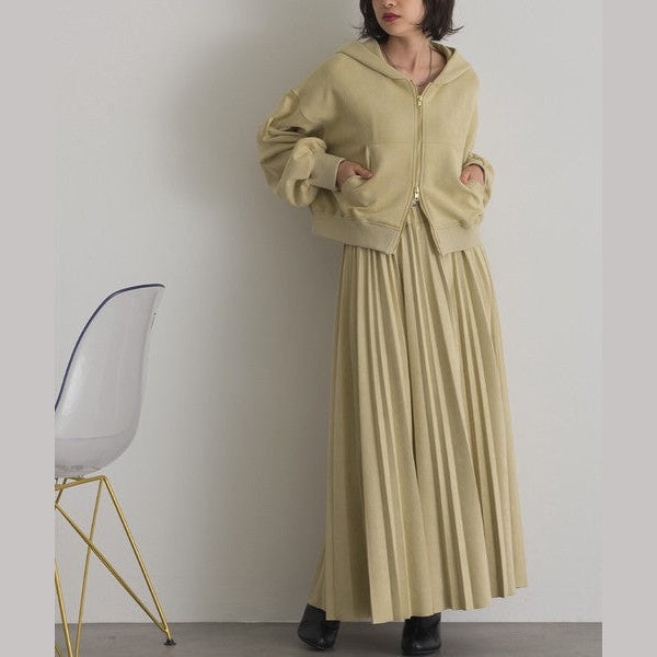 ELENCARE DUE 麂皮感雙頭拉鍊短版連帽外套 Japan E-Shop