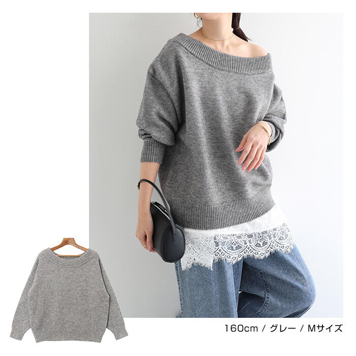 【Alma Design】落肩一字領針織上衣 大人休閒隨性剪裁 顏色