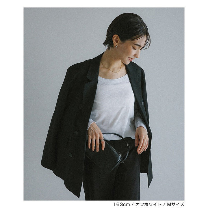 【evernavy】細羅紋圓領彈性長袖上衣 Japan E-Shop