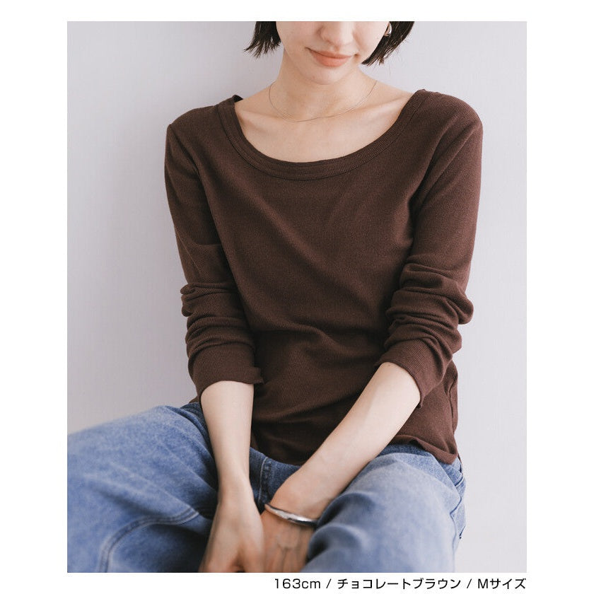 【evernavy】細羅紋圓領彈性長袖上衣 Japan E-Shop