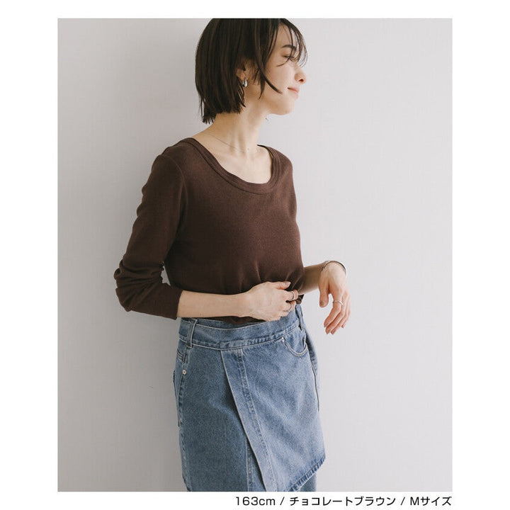 【evernavy】細羅紋圓領彈性長袖上衣 Japan E-Shop
