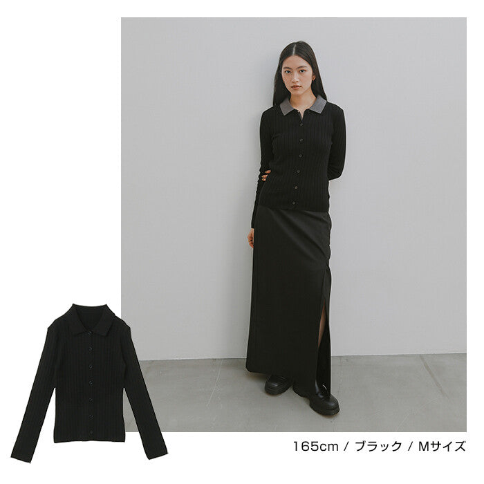 【Alma Design】襟領羅紋針織開襟外套 顯瘦修身女人味剪裁 顏色