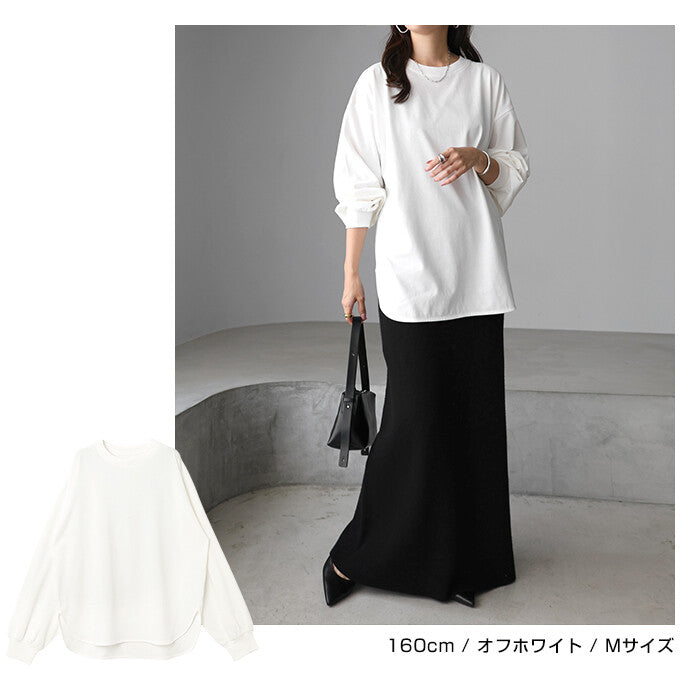 【Alma Design】圓領波浪下擺長袖T恤 蓬鬆袖顯瘦顯女人味 顏色