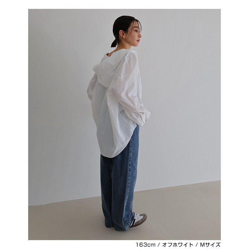 【evernavy】薄款尼龍連帽寬鬆長版襯衫 Japan E-Shop