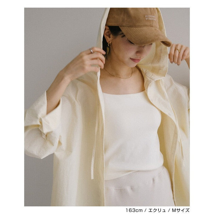 【evernavy】薄款尼龍連帽寬鬆長版襯衫 Japan E-Shop