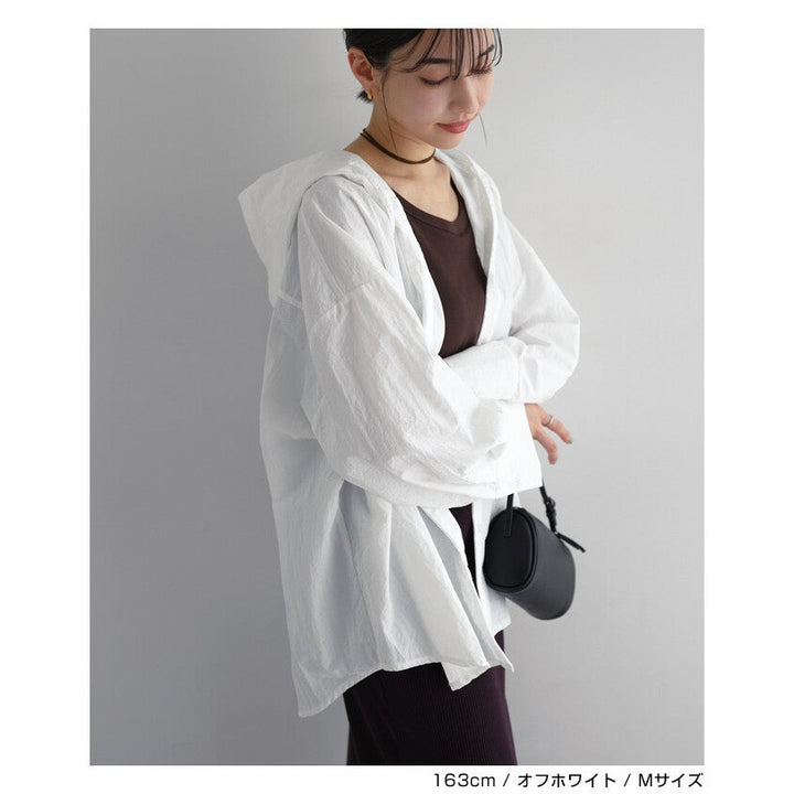 【evernavy】薄款尼龍連帽寬鬆長版襯衫 Japan E-Shop