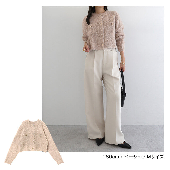 【Alma Design】金釦毛絨短版針織外套 秋冬主角級單品 顏色