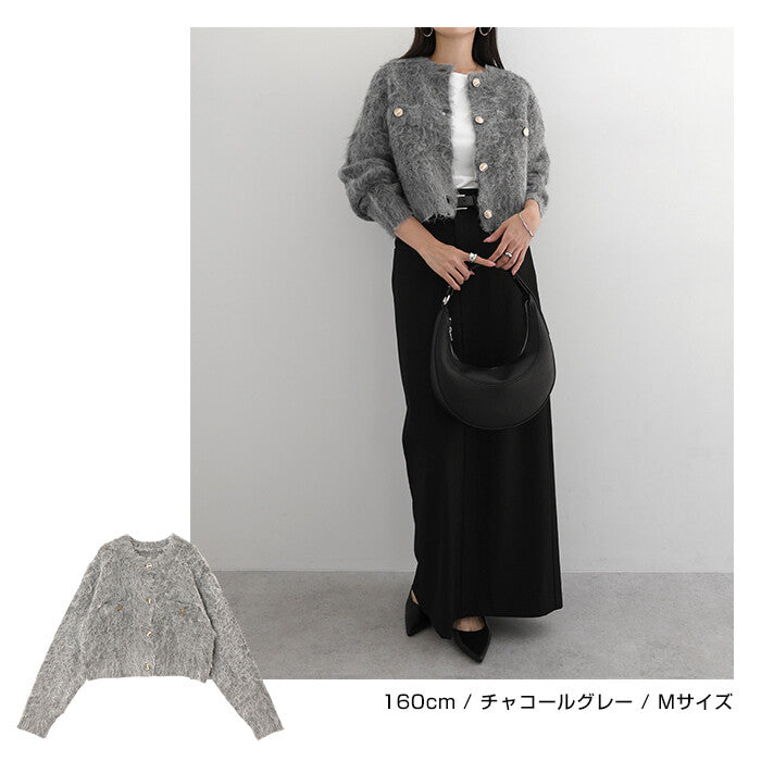 【Alma Design】金釦毛絨短版針織外套 秋冬主角級單品 顏色