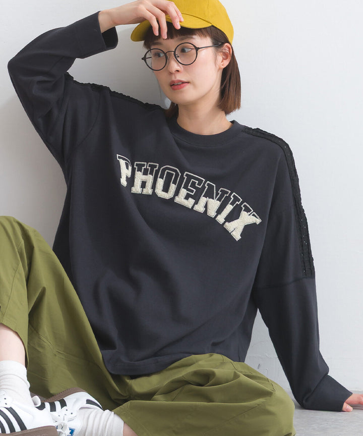 【iriey】立體刺繡大學風字母 純棉寬鬆套頭衫 Japan E-Shop