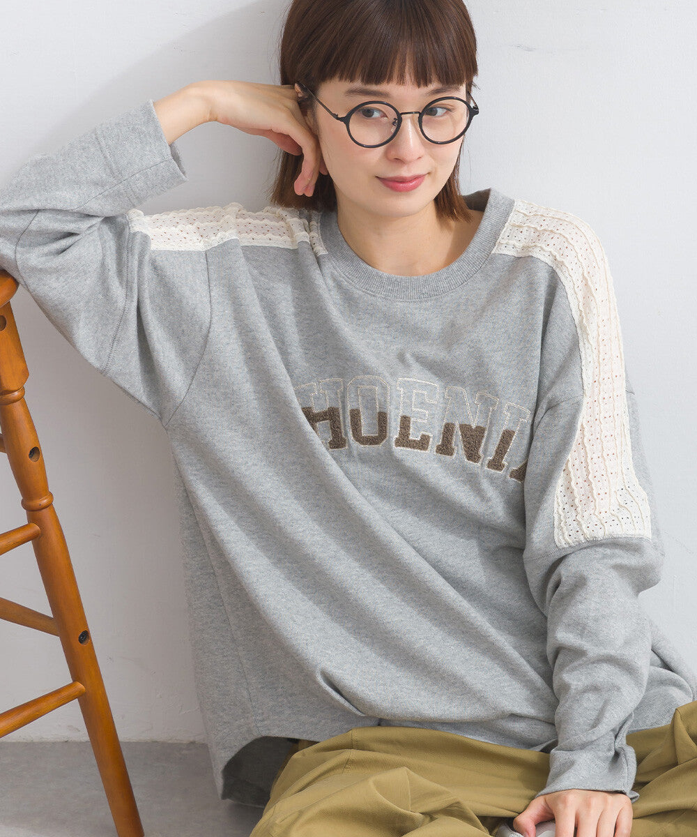 【iriey】立體刺繡大學風字母 純棉寬鬆套頭衫 Japan E-Shop