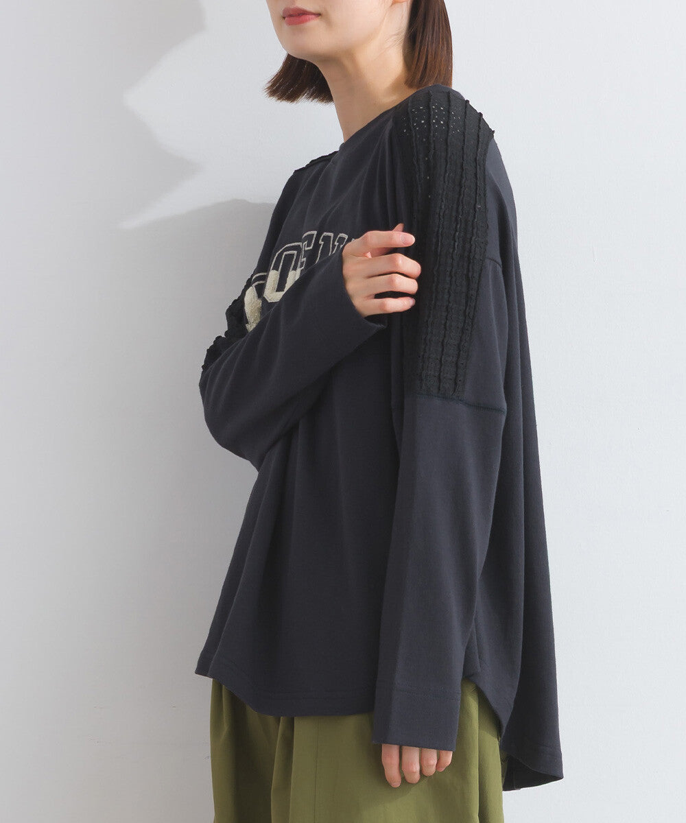 【iriey】立體刺繡大學風字母 純棉寬鬆套頭衫 Japan E-Shop