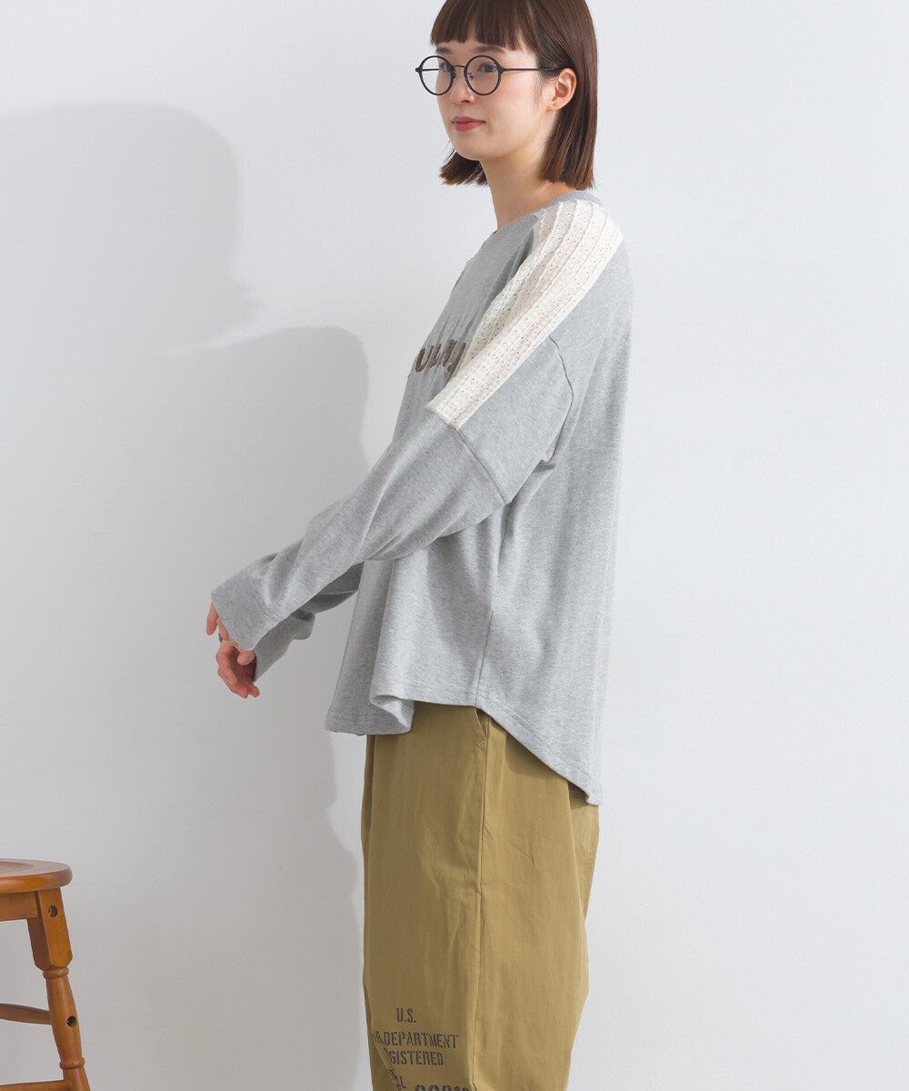 【iriey】立體刺繡大學風字母 純棉寬鬆套頭衫 Japan E-Shop