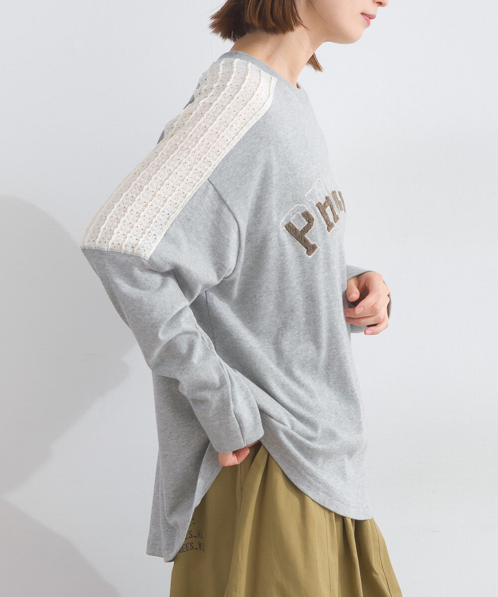 【iriey】立體刺繡大學風字母 純棉寬鬆套頭衫 Japan E-Shop