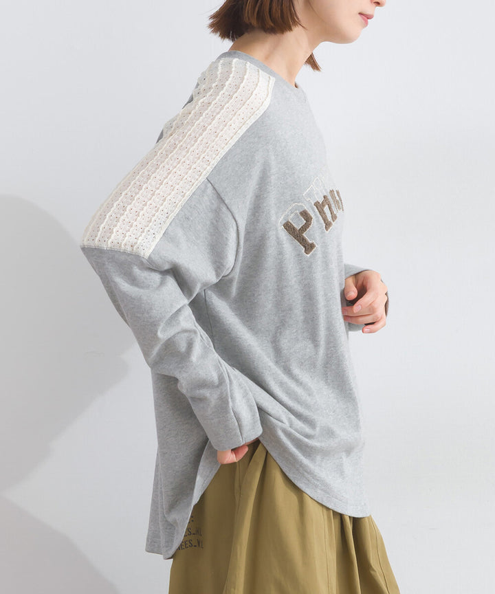 【iriey】立體刺繡大學風字母 純棉寬鬆套頭衫 Japan E-Shop