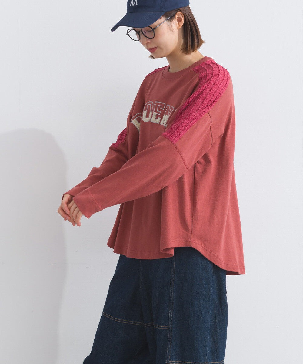【iriey】立體刺繡大學風字母 純棉寬鬆套頭衫 Japan E-Shop