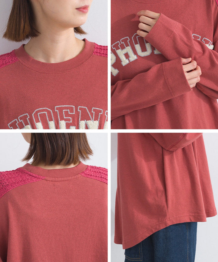 【iriey】立體刺繡大學風字母 純棉寬鬆套頭衫 Japan E-Shop