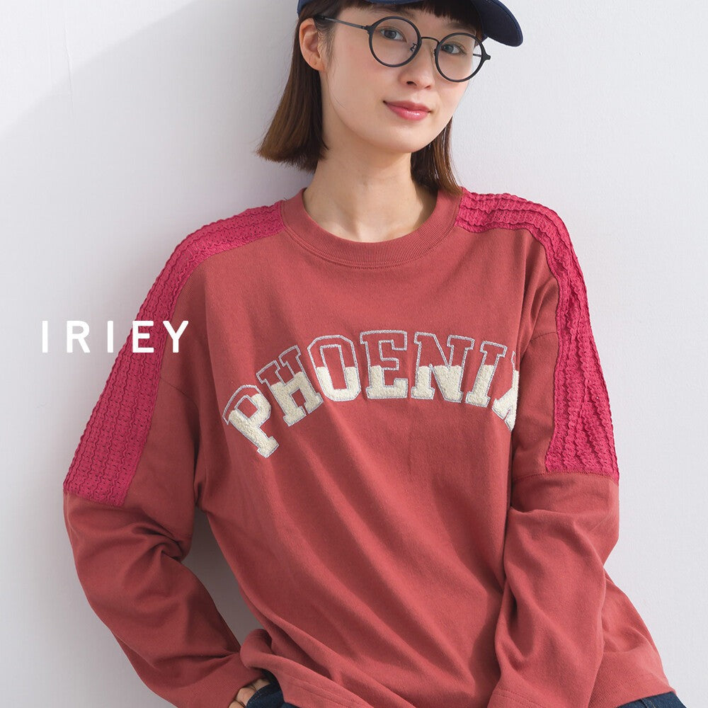 【iriey】立體刺繡大學風字母 純棉寬鬆套頭衫 顏色