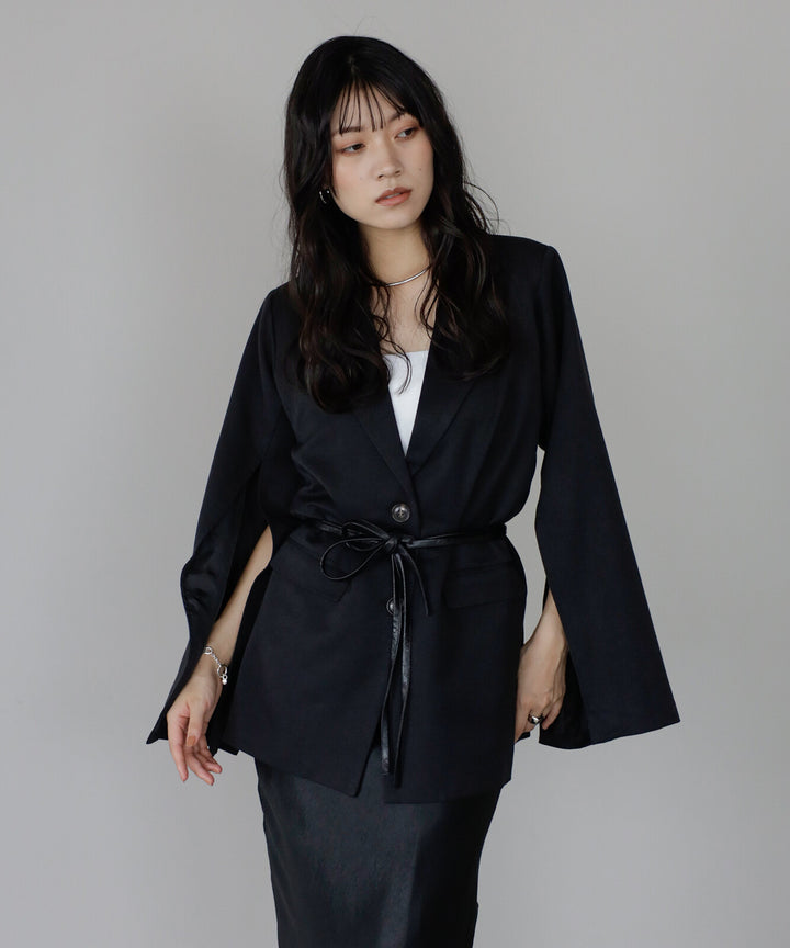 【TOPWHOLE】袖開衩腰帶西裝外套 Japan E-Shop