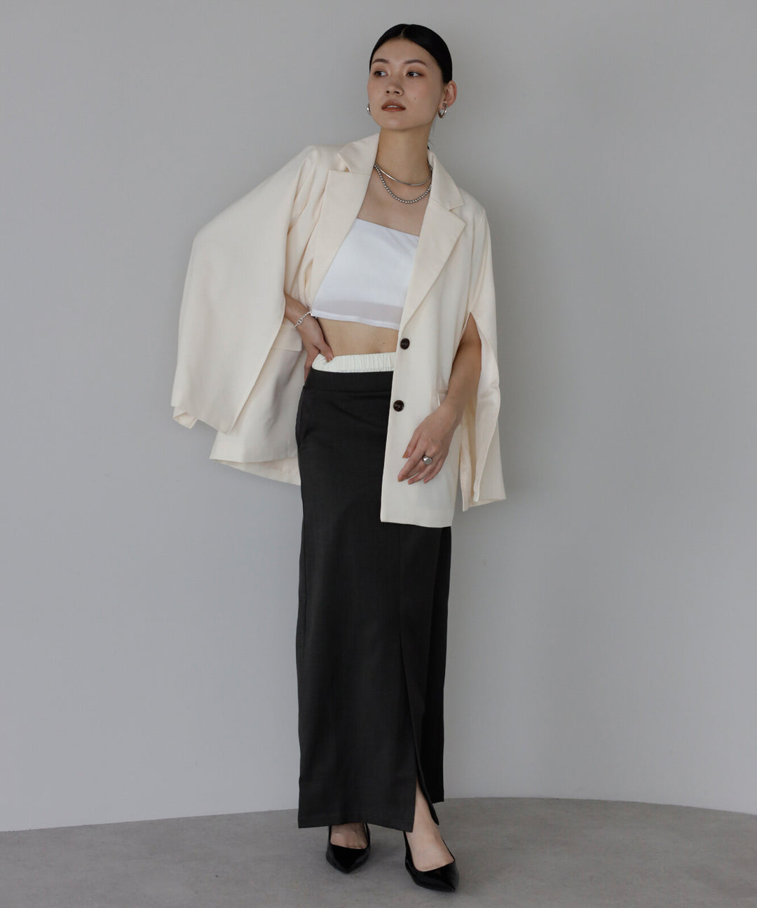 【TOPWHOLE】袖開衩腰帶西裝外套 Japan E-Shop