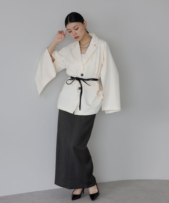 【TOPWHOLE】袖開衩腰帶西裝外套 Japan E-Shop