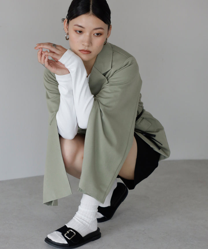 【TOPWHOLE】袖開衩腰帶西裝外套 Japan E-Shop