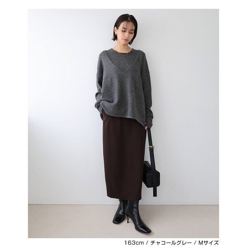 【evernavy】V領長袖與無袖針織兩件組 Japan E-Shop