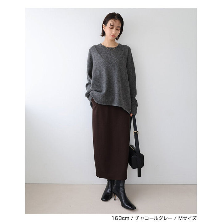【evernavy】V領長袖與無袖針織兩件組 Japan E-Shop