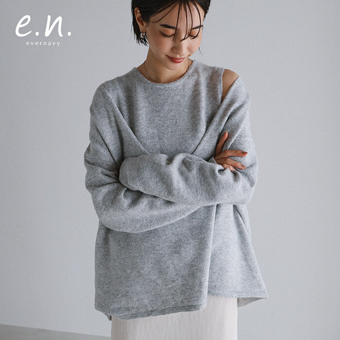 【evernavy】V領長袖與無袖針織兩件組 Japan E-Shop