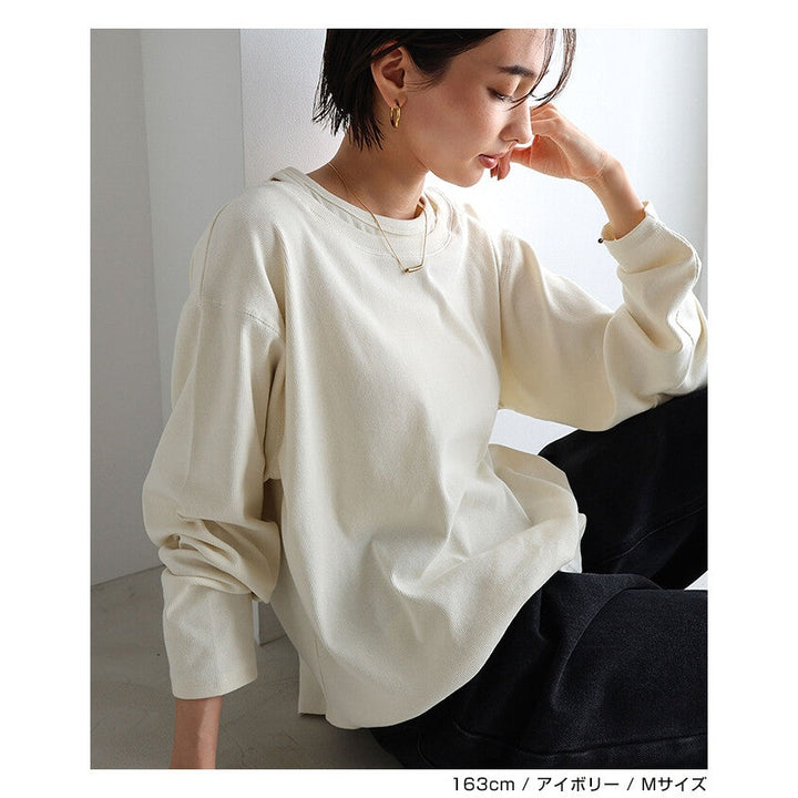 【evernavy】彈性羅紋假兩件長袖上衣 Japan E-Shop