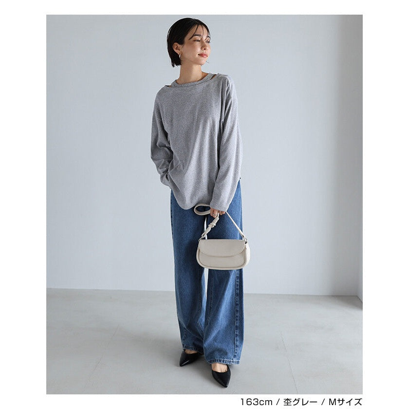 【evernavy】彈性羅紋假兩件長袖上衣 Japan E-Shop