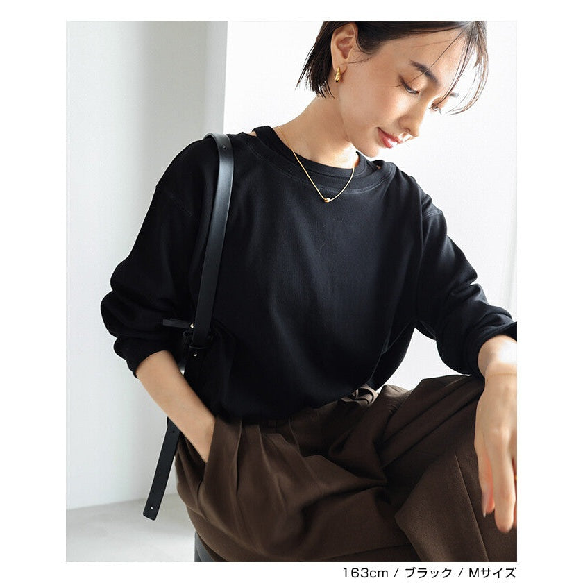 【evernavy】彈性羅紋假兩件長袖上衣 Japan E-Shop