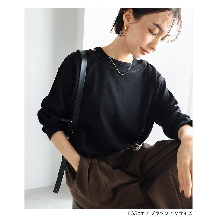 【evernavy】彈性羅紋假兩件長袖上衣 Japan E-Shop