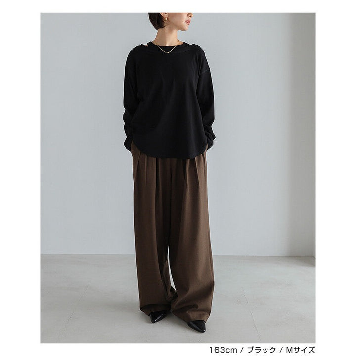 【evernavy】彈性羅紋假兩件長袖上衣 Japan E-Shop