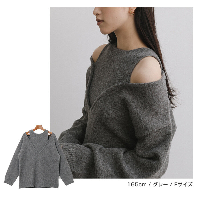 【Alma Design】肩部剪接仿疊穿針織上衣 顯瘦長版顯個性 顏色