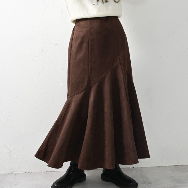 ELENCARE DUE 仿麂皮羅馬布不規則魚尾裙 彈性腰圍中長裙 Japan E-Shop