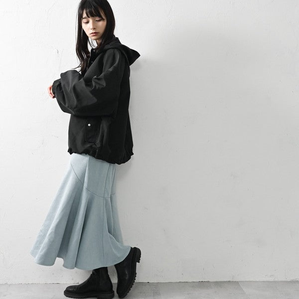 ELENCARE DUE 仿麂皮羅馬布不規則魚尾裙 彈性腰圍中長裙 Japan E-Shop