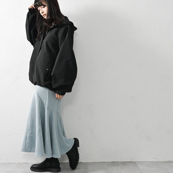 ELENCARE DUE 仿麂皮羅馬布不規則魚尾裙 彈性腰圍中長裙 Japan E-Shop