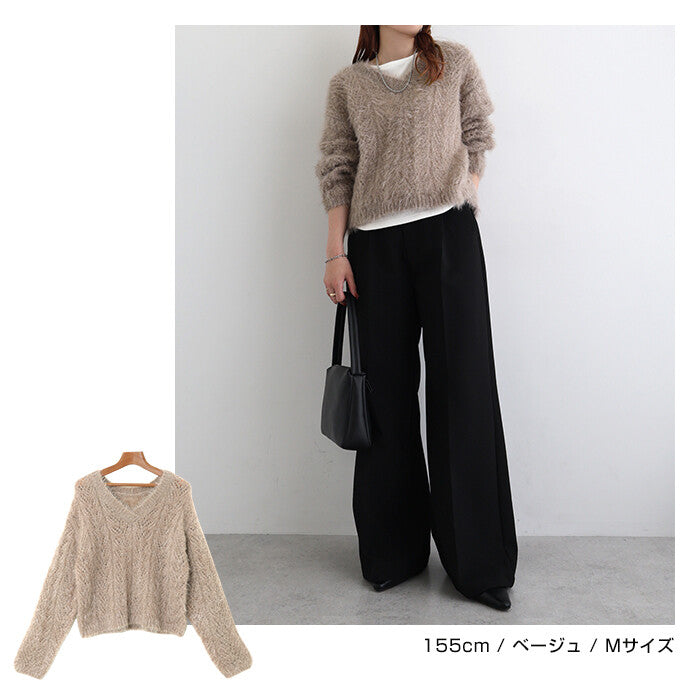 【Alma Design】毛絨鏤空V領針織上衣 短版顯瘦主角單品 顏色