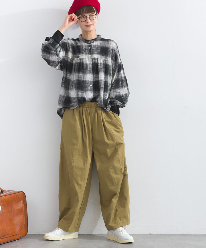 【iriey】起毛格紋 波浪裙擺 寬鬆長版上衣 Japan E-Shop