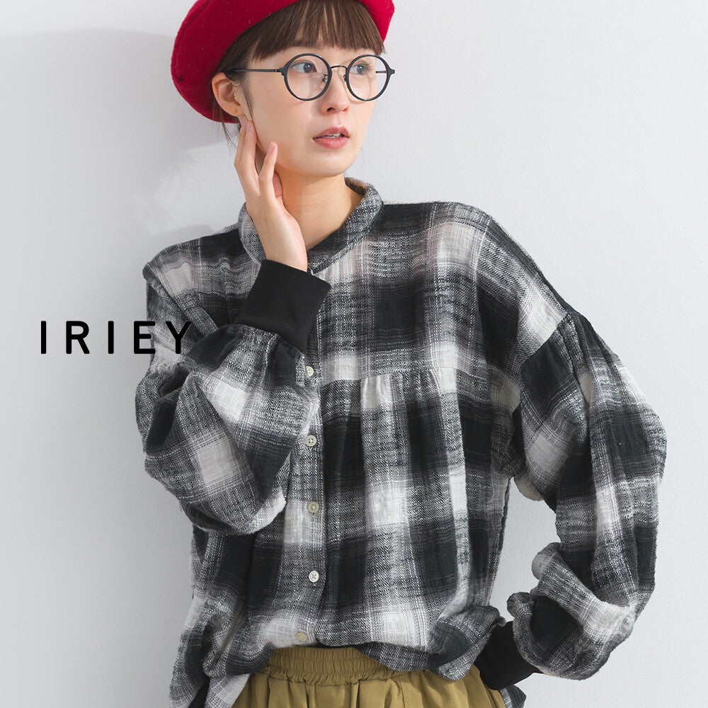 【iriey】起毛格紋 波浪裙擺 寬鬆長版上衣 顏色