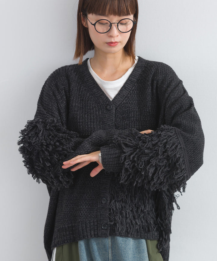 【iriey】流蘇裝飾 V領寬鬆 針織開衫 Japan E-Shop