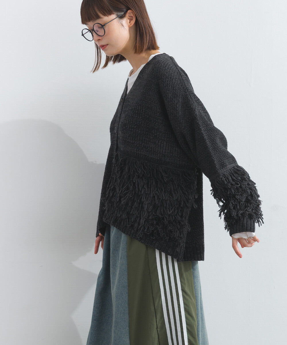 【iriey】流蘇裝飾 V領寬鬆 針織開衫 Japan E-Shop