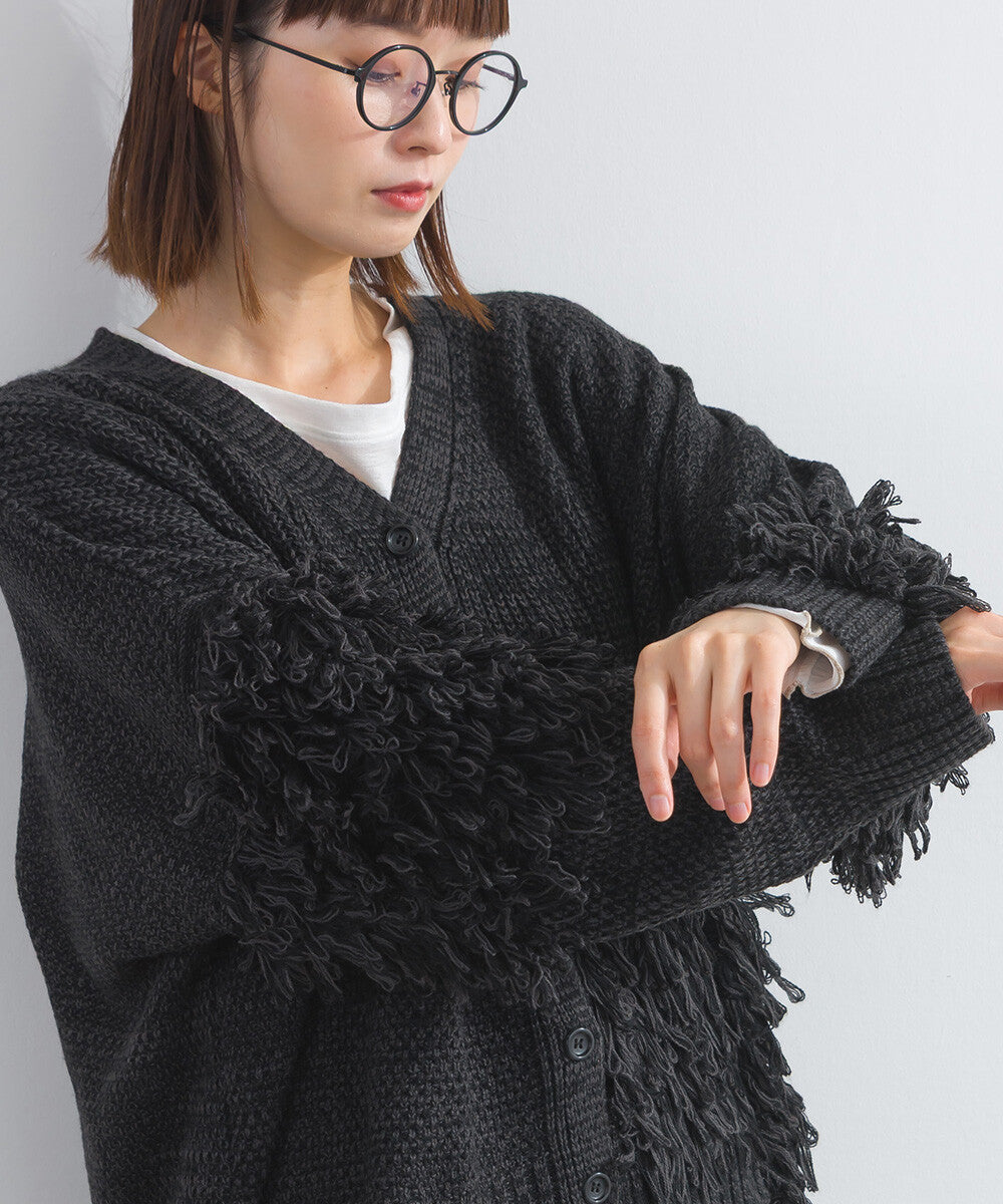 【iriey】流蘇裝飾 V領寬鬆 針織開衫 Japan E-Shop