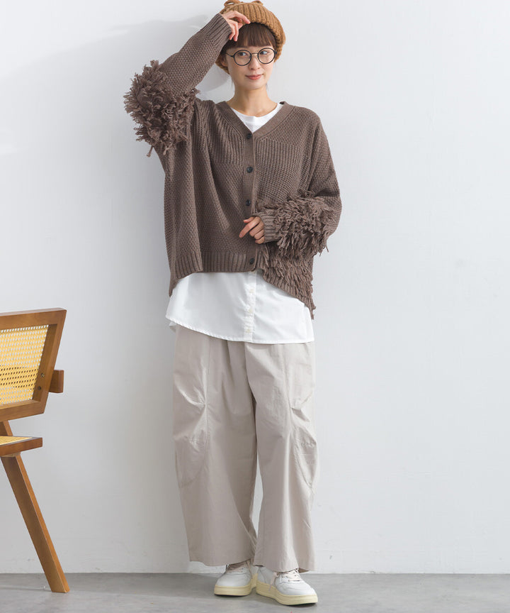 【iriey】流蘇裝飾 V領寬鬆 針織開衫 Japan E-Shop