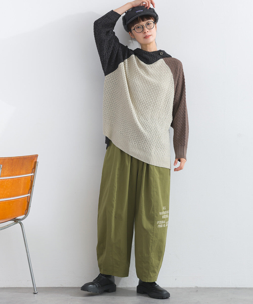 【iriey】混搭配色 寬鬆保暖 針織連帽外套 Japan E-Shop