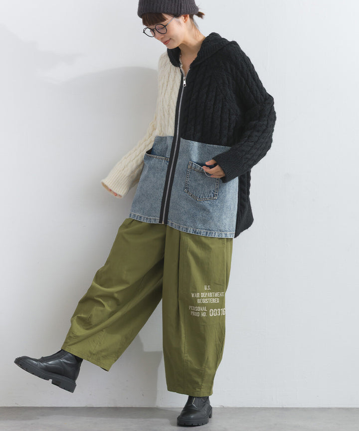 【iriey】牛仔×針織異材質 前口袋 拉鍊開衫外套 Japan E-Shop