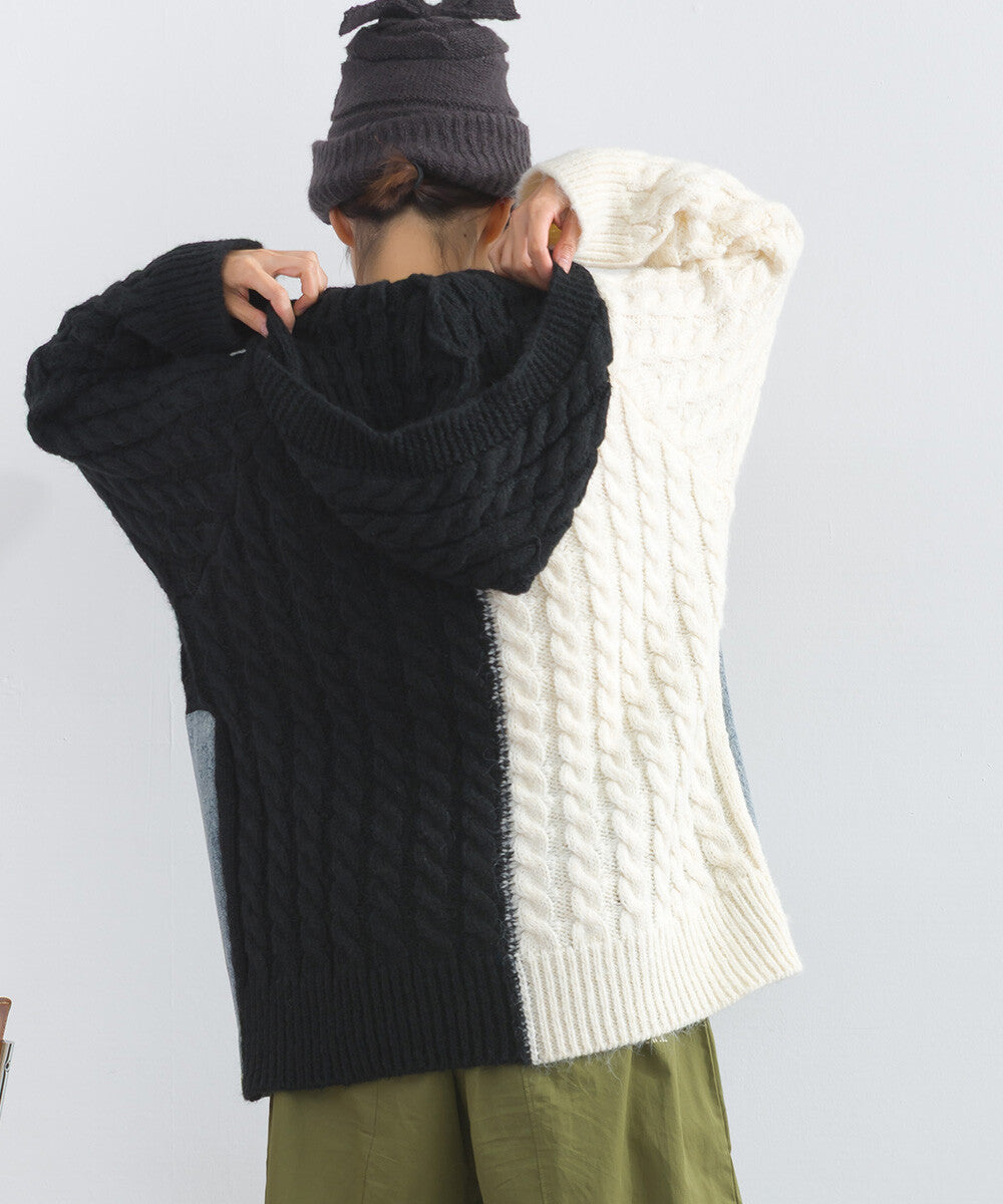 【iriey】牛仔×針織異材質 前口袋 拉鍊開衫外套 Japan E-Shop