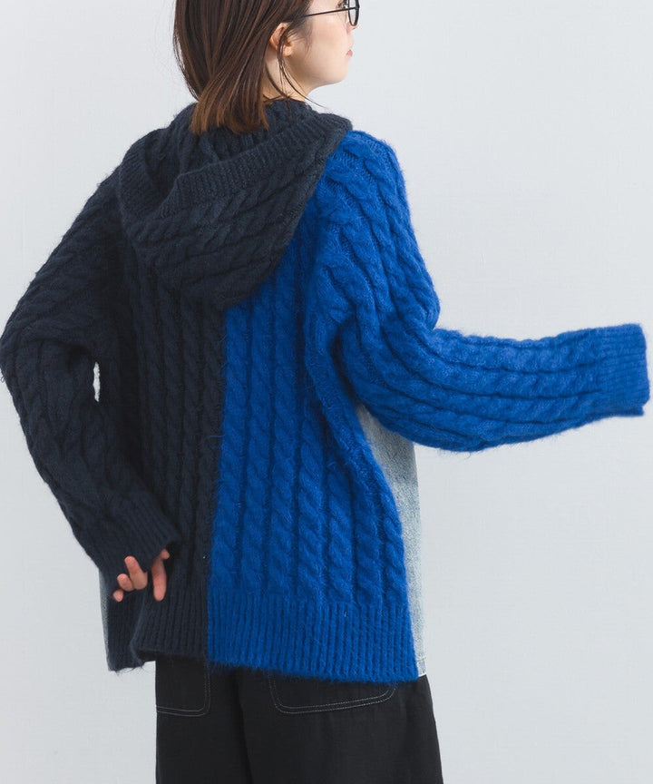 【iriey】牛仔×針織異材質 前口袋 拉鍊開衫外套 Japan E-Shop