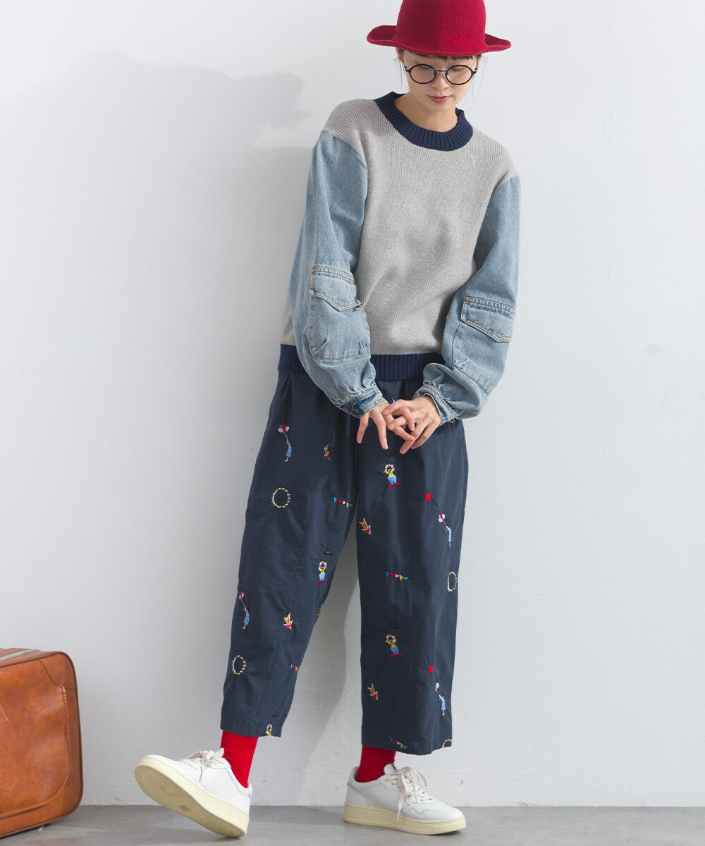【iriey】牛仔袖拼接 立體口袋 針織套頭衫 Japan E-Shop