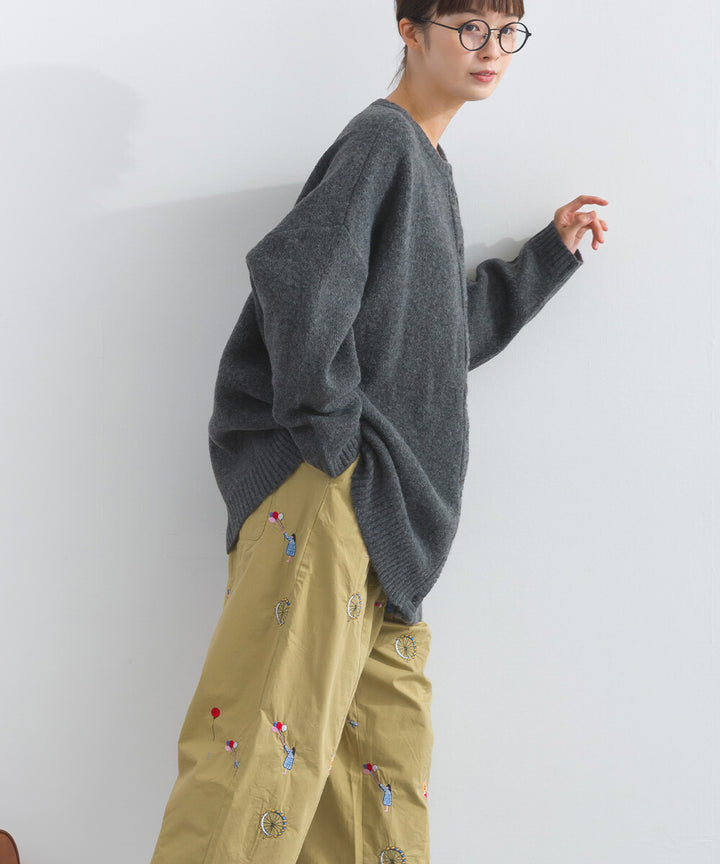 【iriey】隨機鈕扣 蓬鬆絨感 寬鬆針織開衫 Japan E-Shop